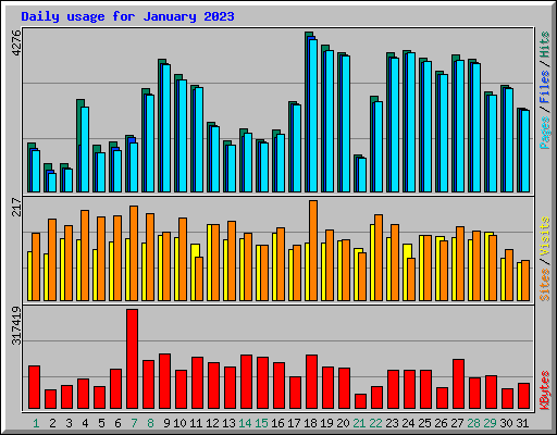 Daily usage for January 2023