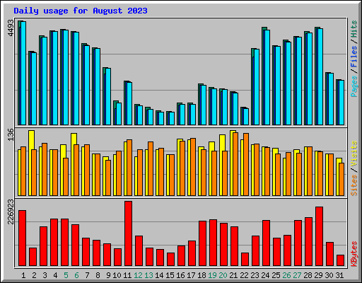 Daily usage for August 2023