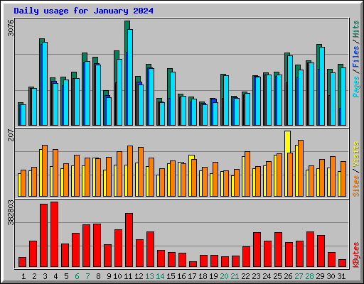 Daily usage for January 2024